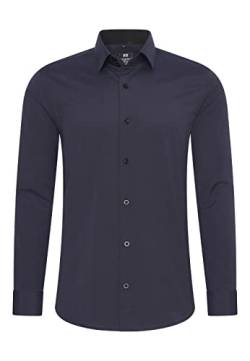 Rusty Neal Herren-Hemd Premium Slim Fit Langarm Stretch Kontrast Hemd Business-Hemden Freizeithemd, Größe S-6XL:M, Farbe:Navy von Rusty Neal