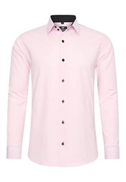 Rusty Neal Herren-Hemd Premium Slim Fit Langarm Stretch Kontrast Hemd Business-Hemden Freizeithemd, Größe S-6XL:XL, Farbe:Rosa von Rusty Neal