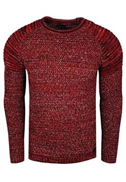 Rusty Neal Herren Pullover Basic Rundhals Slim Fit Biker Knitwear Feinstrick Streetwear 6240, Farbe:Rot, Größe S-XXL:XL von Rusty Neal