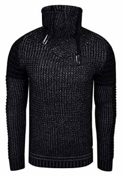 Rusty Neal Herren Pullover Stehkragen Grobstrick Biker Pullover im Rocker Stil mit Hohem Kragen Streetwear 293, Größe S-6XL:XL, Farbe:Schwarz von Rusty Neal