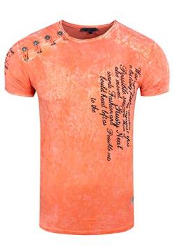 Rusty Neal Herren T-Shirt Oxid Washed Vintage 'ORIGINAL NOS' Tshirt Herren-T-Shirt Knopfleiste Rundhals Stretch 195, Farbe:Orange, Größe S-3XL:M von Rusty Neal