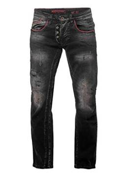 Rusty Neal Jeans Herren Jeanshose Designer Stretch Denim Pants Regular Fit Black Used 39, Farbe:Anthrazit, Größe Jeans L32 + L34:30/34 von Rusty Neal