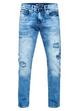 Rusty Neal Jeanshose Herren Jeans 'ODAR' Regular Fit Stretch 'Kontrastnaht' Jeans-Hose Stone-Washed Destroyed Freizeit-Hose 234, Farbe:Blue Used, Größe Jeans L32:36W / 32L von Rusty Neal
