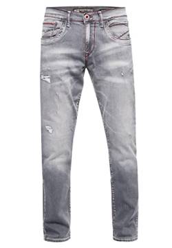 Rusty Neal Jeanshose Herren Jeans 'ODAR' Regular Fit Stretch 'Kontrastnaht' Jeans-Hose Stone-Washed Destroyed Freizeit-Hose 234, Farbe:Grey Used, Größe Jeans L32:33W / 32L von Rusty Neal