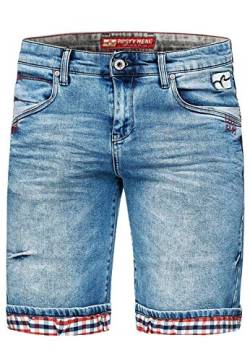 Rusty Neal Shorts Herren Jeans Bermuda Hell Blau Frühjahr Sommer Stretch Denim Jeanshose 613, Farbe:Blau, Größe S-3XL:3XL von Rusty Neal