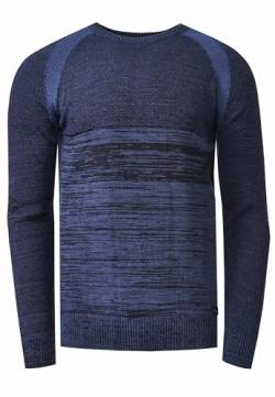 Rusty Neal Strick Pullover Rundhals Pulli Langarm Strickpullover Herren Feinstrick Sportiver-Strick-Pullover Freizeit-Pulli 417, Farbe:Marine, Größe S-3XL:L von Rusty Neal