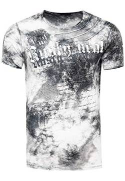 Rusty Neal T-Shirt Color Tie Dye Verwaschen in Batik-Optik Herren-Shirt mit Plakativen Front Print S M L XL XXL 3XL (Übergröße) Casual Fit Streetwear 156-1, Farbe:Grau, Größe S-3XL:M von Rusty Neal