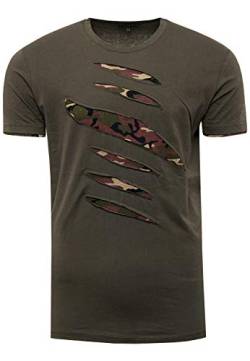 T-Shirt Rundhals Army Comic Herren-Shirt Streetwear Kahki Schwarz Grau Weiß S M L XL XXL 152, Farbe:Khaki, Größe S-3XL:S von Rusty Neal