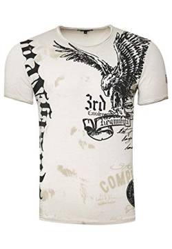 T-Shirt für Männer T Shirt Weiß S M L XL XXL 3XL Kurzarm Rundhals American Eagle X Adler Print 235, Größe S-3XL:3XL, Farbe:Beige von Rusty Neal