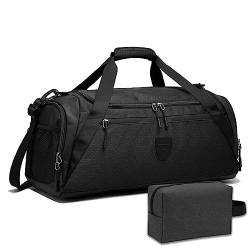 Rutiyoka 44L Groß Sporttasche & Reisetasche für Damen und Herren mit Schuhfach & Nassfach Schwimmtasche Gym Bag Duffel Weekender Bag Handgepäck Tasche Travel Bag for Sports Fitness (Schwarz) von Rutiyoka