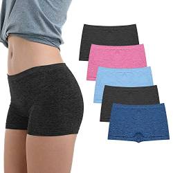 Ruxia Damen Nahtlose Boyshort Panties Nylon Spandex Unterwäsche Stretch Boxershorts 5er Pack, B007, X-Large von Ruxia