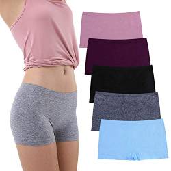 Ruxia Damen Nahtlose Boyshort Panties Nylon Spandex Unterwäsche Stretch Boxershorts 5er Pack, G003, XX-Large von Ruxia