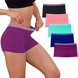 Ruxia Damen Seamless Boyshort Panties Nylon Spandex Unterwäsche Stretch Boxershorts 5 Stück, B8-1, 48 von Ruxia