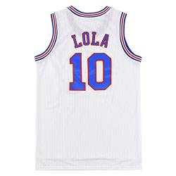 Herren Basketball-Trikot #10 Lola #1 Bugs Movie Space Jersey, Weiß/Schwarz, #10-weiß, X-Klein von Ruzipa