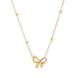 Ruzister Schleifen-Halskette für Frauen und Mädchen, Schleife-Halskette, 14 Karat vergoldet, Band-Halsketten, Modeschmuck, Geschenke von Ruzister