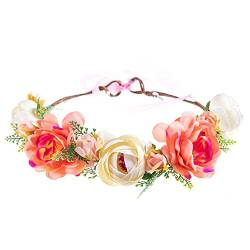 Rxuaw Blumen-Stirnband, Kopfbedeckung, hypoallergen, Rose, sanfte Schnürung, Tiara für Bankett, Hochzeitskleider, Röcke von Rxuaw