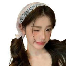 Rxuaw Florale Spitzen-Haarbandanas, groß, Boho, Dreieck, Bandana, Kopftuch, Headwrap, für Damen und Mädchen von Rxuaw