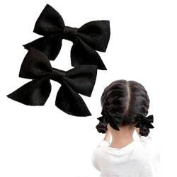 Ryaupy 2 Stück Schleifen-Haarspangen, Damen-Haarspangen mit Schleife, Haarspangen aus Französischem Stoff für Frauen, Haarschleifen mit Klippverschluss Klemmenverschluss (Schwarz) von Ryaupy