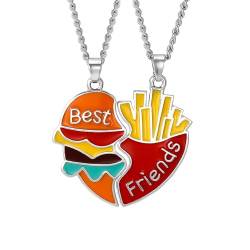Ryaupy 2Pcs Ketten BFF Halskette Freundschaftskette - Burger und Pommes - Spleißanhänger Beste Freunde für Mädchen Geburtstag Geschenke Anhänger Kette Geschenke von Ryaupy
