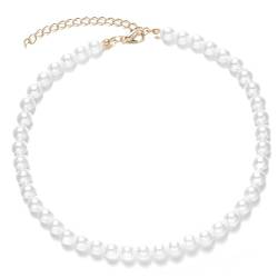 Ryaupy Damen Perlenkette - Kurze Runde Perlen Choker Halskette mit 8 mm Muschelperlen - Schmuck für Frauen und Mädchen von Ryaupy