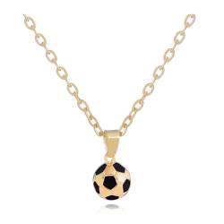 Ryaupy Fußball Anhänger Halskette, Edelstahl Fußball-halskette, Fußball Charm Halskette 3D Fußball-geschenke für Jungen Durchbrochene Unisex-schmuck (Gold) von Ryaupy