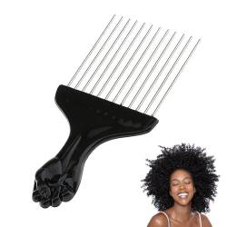 Ryaupy Metall Afro Haarkamm - Glatt Runde Zahnspitze Haarstyling Werkzeug - Grobzinkiger Lockenkamm mit Griff für Natürliches Lockiges Haar, Dauerwelle und Afro Große Bärte von Ryaupy