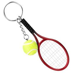 Ryaupy Mini Tennis Schläger Anhänger Keychain, grüner Sport Schlüsselanhänge der Neuheit, für Herren, Damen, Mädchen, Sport-Liebhaber Geschenk （Rot） von Ryaupy