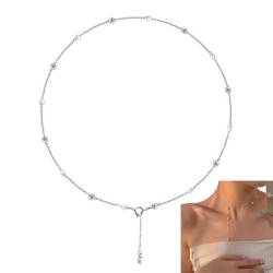 Ryaupy Silber Halskette Mini Süßwasserperlen Schmuck Mit Strasssteinen - Einfacher Schmuck - Für Frauen Schmuck Geschenke von Ryaupy