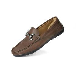 Herren Loafers Leder Fahren Schuhe Atmungsaktiv Flach Casual Business Schuhe, dunkelbraun, 45 EU von Ryehack