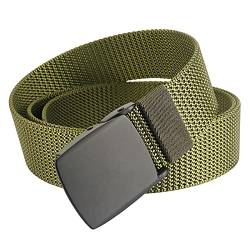 S-MAN Gürtel für Männer Militärische Arbeit im Freien Sport Abnehmbare Metallschnalle Nylon Gurtband Golf Gürtel 3.8CM breit Armee grün von S-MAN