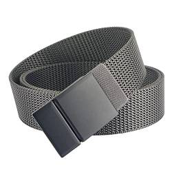 S-MAN Herren Nylon Gürtel 3,8CM Breite Verstellbare Kein Loch Metallschnalle Outdoor Sport Gurtband Golf Gürtel für Männer Dunkelgrau von S-MAN