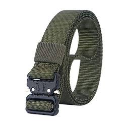 S-MAN Nylon Herren Gürtel 2,5 cm breit Skinny Militär Schnellverschluss Metallschnalle Gurtband Taktische Gürtel für Männer Armeegrün, Armeegrün (schwarze kleine Schnalle), Einheitsgröße von S-MAN