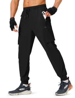 S Spowind Herren-Wanderhose, leichte Cargohose, schnell trocknend, athletische Jogger, Reisen, Outdoor, Sweatpants mit Reißverschlusstaschen von S Spowind