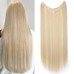 Geheime Stirnband Draht in Natürlichen Haarverlängerung Gummiband Haarteile Ombre für Frauen 60cm Gerade -Bleichmittel Blond von S-noilite