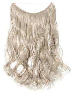 Hair Extensions Geheimes Stirnband Einfach unsichtbar Crown Wire im Haarverlängerung Haarteil für Frauen 50cm Gewellt Aschblonde Mischung silbergrau von S-noilite