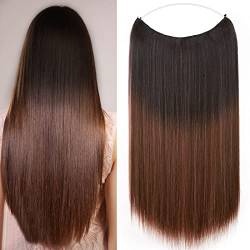 Hair Extensions Geheimes Stirnband Einfach unsichtbar Crown Wire im Haarverlängerung Haarteil für Frauen 50cm Glatt Brown to Light Auburn von S-noilite