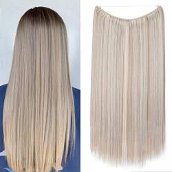 Hair Extensions Geheimes Stirnband Einfach unsichtbar Crown Wire im Haarverlängerung Haarteil für Frauen 50cm Glatt Sandblond & Bleichblond von S-noilite
