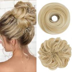 S-Noilite Haarteile mit Gummiband Haargummis mit Haaren für Frauen Donut Updo Hair Chignons synthetische Pferdeschwanz Dutt Extensions Haarverlängerungen - Goldblond & Bleichblond von S-noilite