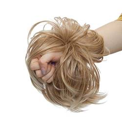 Updo Hair Extensions Ponytail Haarteil Dutt Haargummi mit Haaren Glatt Haarknoten Hochsteckfrisuren Haarverlängerung für Frauen 80g Sandbraun bis blond bleichen von S-noilite