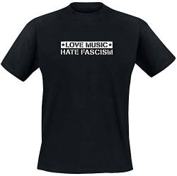Love Music Hate Fascism T-Shirt, Schwarz, Grösse L von S&D