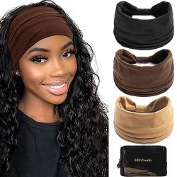 S&N Remille Breites Boho-Stirnband, großes Haarband für Frauen, elastisches rutschfestes Stirnband, Twisting-Zubehör, geeignet für Sport, Yoga und Laufen von S&N Remille