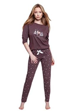 S& SENSIS modischer Baumwoll-Pyjama Schlafanzug Hausanzug Magic, Gr. XL (42), Braun Weihnachtsmotiv von S& SENSIS