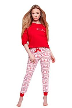 S& SENSIS stilvoller Baumwoll-Pyjama (Made in EU) Schlafanzug Tell Me, Gr. L, Rot/Weiß von S& SENSIS