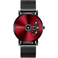 S&T Design Quarzuhr Herren Armbanduhr Herrenuhr Männeruhren Luxusuhr Rot, inkl. Geschenketui + Werkzeug zum verstellen von S&T Design