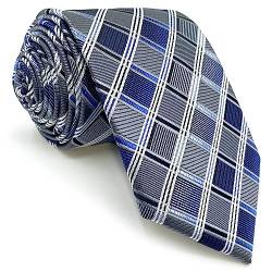 S&W SHLAX&WING Dünne Herren Krawatte Blau Kariert Seide Suit von S&W SHLAX&WING