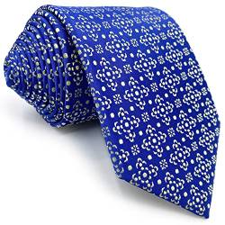 S&W SHLAX&WING Herren Krawatte Floral Blau Azurblau mit hellgelber Krawatte extra lang 160cm von S&W SHLAX&WING