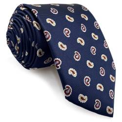 S&W SHLAX&WING Herren Krawatte formelle Krawatte Paisleymuster dunkelblau gewebt schmal 147 x 6cm von S&W SHLAX&WING