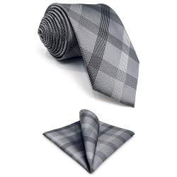 S1 Shlax&Wing Größe Checked Grau Herren Mehrfarbigs Krawatte 100% Seide von S&W SHLAX&WING