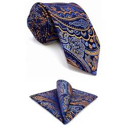 Shlax & Wing Extra Lang Herren Mehrfarbig Paisley Navy Orange Seide Krawatte Classic For Männer von S&W SHLAX&WING