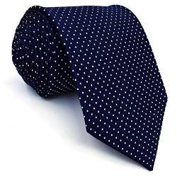 Shlax&Wing Herren Klassisch Geschäftsanzug Seide Krawatte Blau Weiß Punkte Extra lang von S&W SHLAX&WING